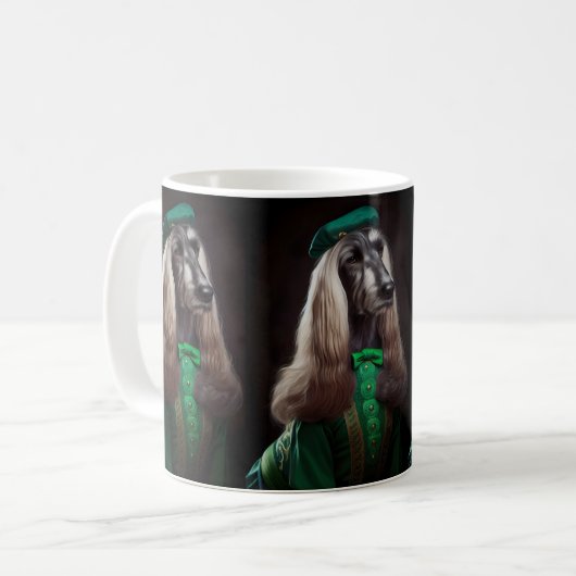 afghanischer Hund in St. Patrick's Day Dress Kaffeetasse (Vorderseite Links)