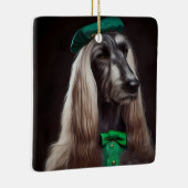 afghanischer Hund in St. Patrick's Day Dress Keramikornament (Rechts)