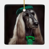 afghanischer Hund in St. Patrick's Day Dress Keramikornament (Rückseite)