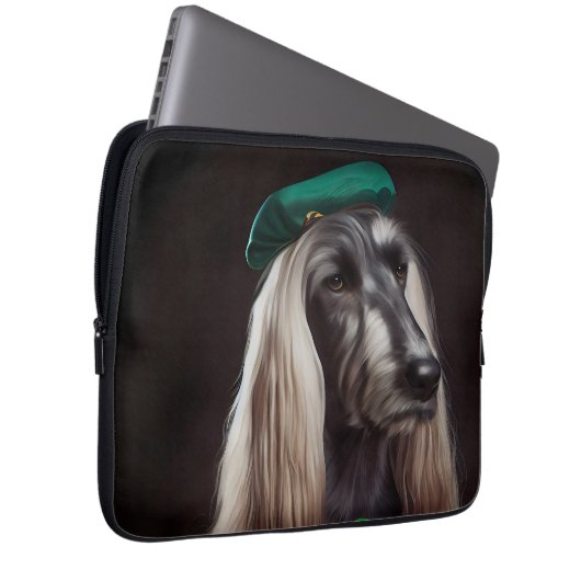 afghanischer Hund in St. Patrick's Day Dress Laptopschutzhülle (Vorne Rechts)
