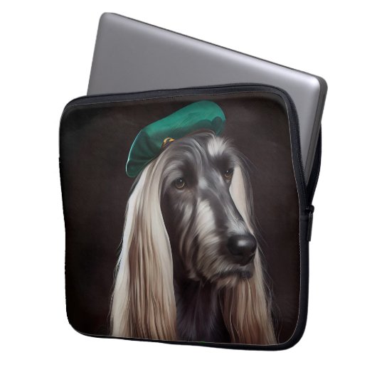 afghanischer Hund in St. Patrick's Day Dress Laptopschutzhülle (Vorderseite Links)