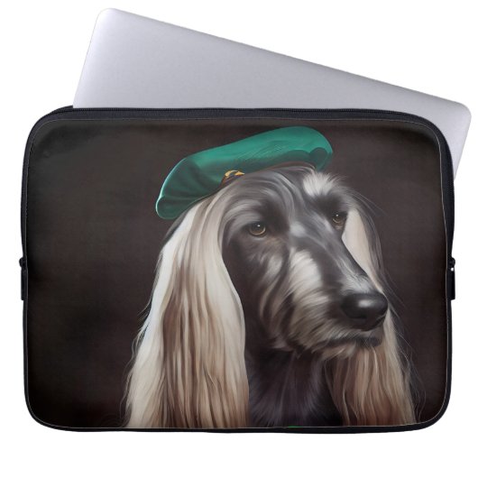 afghanischer Hund in St. Patrick's Day Dress Laptopschutzhülle (Vorderseite)