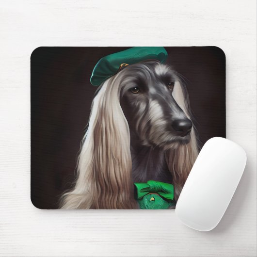 afghanischer Hund in St. Patrick's Day Dress Mousepad (Mit Mouse)
