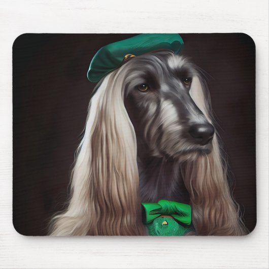 afghanischer Hund in St. Patrick's Day Dress Mousepad (Vorne)