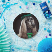 afghanischer Hund in St. Patrick's Day Dress Pappteller (Party)