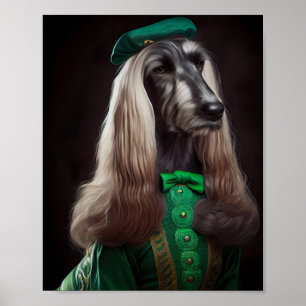 afghanischer Hund in St. Patrick's Day Dress Poster