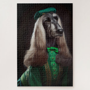 afghanischer Hund in St. Patrick's Day Dress Puzzle
