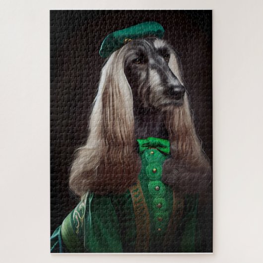 afghanischer Hund in St. Patrick's Day Dress Puzzle (Vertikal)