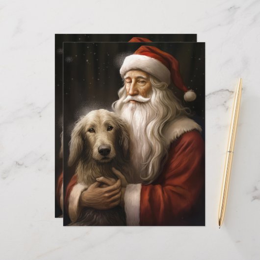 Afghanischer Hund mit Weihnachtsmann Weihnachten (Vorderseite/Rückseite Beispiel)