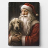 Afghanischer Hund mit Weihnachtsmann Weihnachten Fotoplatte (Vorderseite)