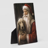 Afghanischer Hund mit Weihnachtsmann Weihnachten Fotoplatte (Seite)
