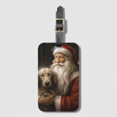 Afghanischer Hund mit Weihnachtsmann Weihnachten Gepäckanhänger (Vorderseite Vertikal)