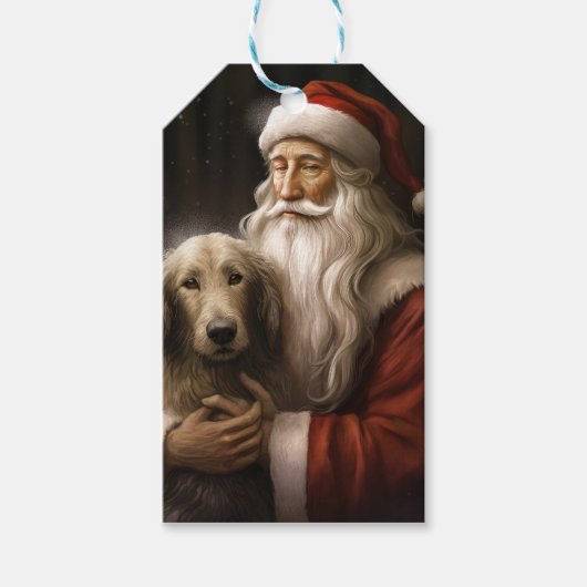 Afghanischer Hund mit Weihnachtsmann Weihnachten Geschenkanhänger (Vorderseite)