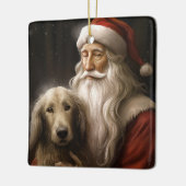 Afghanischer Hund mit Weihnachtsmann Weihnachten Keramikornament (Links)