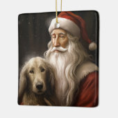 Afghanischer Hund mit Weihnachtsmann Weihnachten Keramikornament (Links)