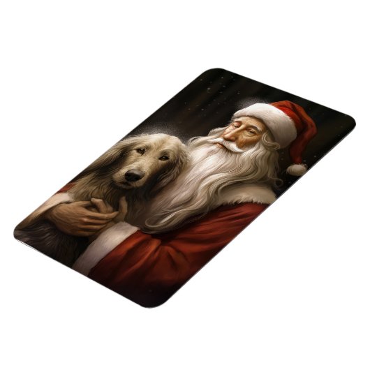 Afghanischer Hund mit Weihnachtsmann Weihnachten Magnet (Linke Seite)