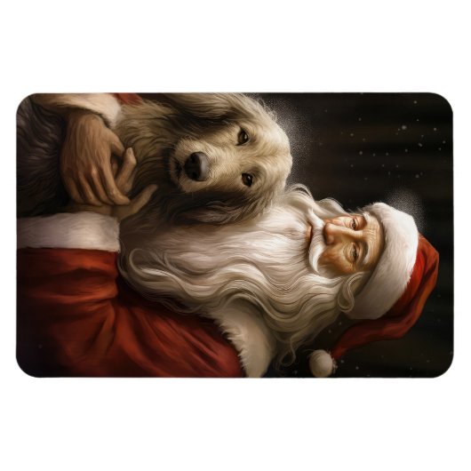 Afghanischer Hund mit Weihnachtsmann Weihnachten Magnet (Horizontal)