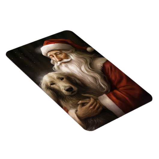 Afghanischer Hund mit Weihnachtsmann Weihnachten Magnet (Rechte Seite)