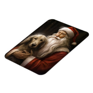 Afghanischer Hund mit Weihnachtsmann Weihnachten Magnet