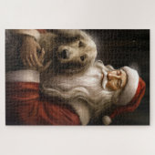 Afghanischer Hund mit Weihnachtsmann Weihnachten Puzzle (Horizontal)