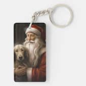 Afghanischer Hund mit Weihnachtsmann Weihnachten Schlüsselanhänger (Rückseite)
