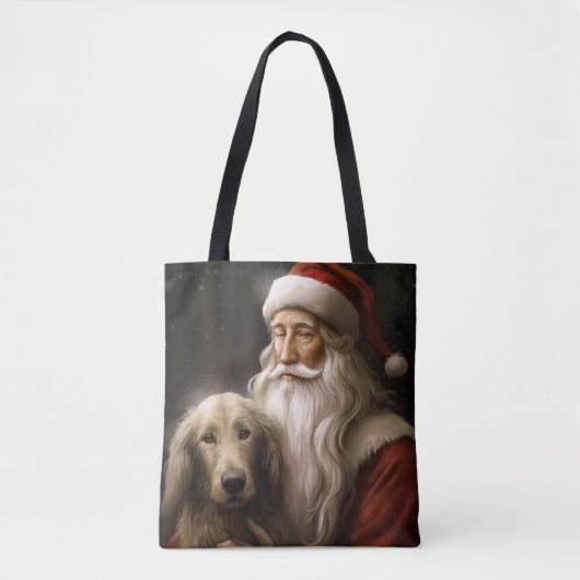 Afghanischer Hund mit Weihnachtsmann Weihnachten Tasche (Vorderseite)