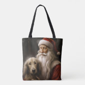 Afghanischer Hund mit Weihnachtsmann Weihnachten Tasche (Rückseite)