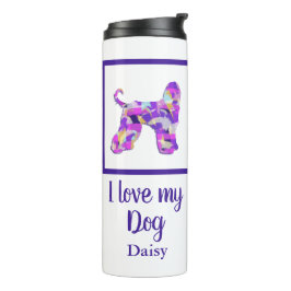 Afghanischer Hund Silhouette Lila Rosa Y&B Thermosbecher