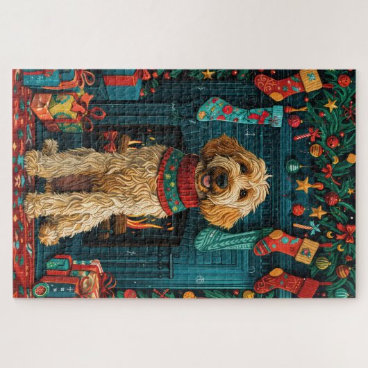 Afghanischer Hundshund mit Weihnachtsgeschenken Fe Puzzle (Horizontal)