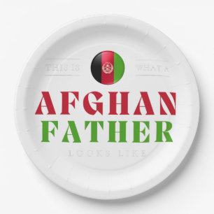 Afghanischer Vater sieht aus wie die Flaggen Afgha Pappteller
