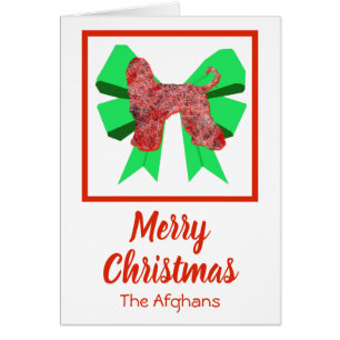 Afghanischer Weihnachtshund & Green Bow Card