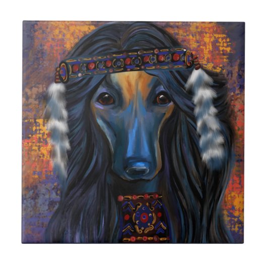 Afghanischer Windhund Fliese (Vorderseite)