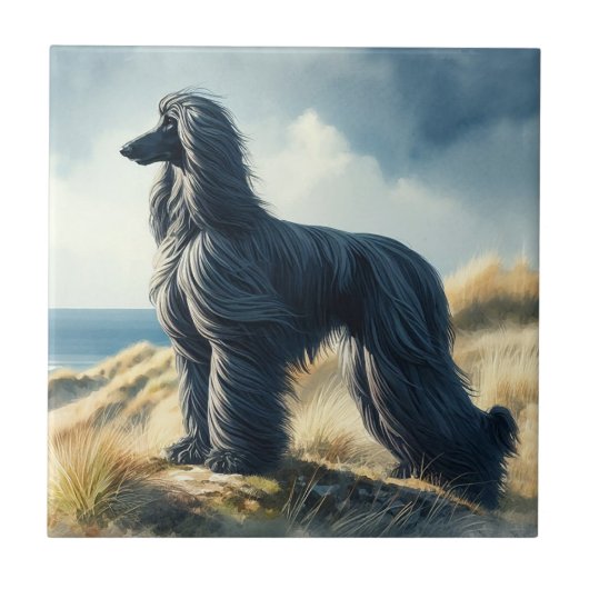 Afghanischer Windhund Fliese (Vorderseite)
