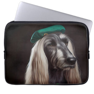 Afghanischer Windhund-Hund in St. Patrick's Day-Kl Laptopschutzhülle