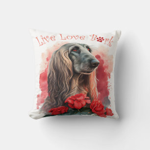 Afghanischer Windhund Hundemama Blumenmuster Kissen