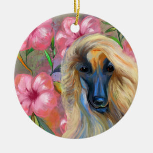 Afghanischer Windhund    Keramik Ornament