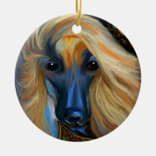Afghanischer Windhund     Keramik Ornament