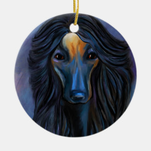 Afghanischer Windhund   Keramik Ornament
