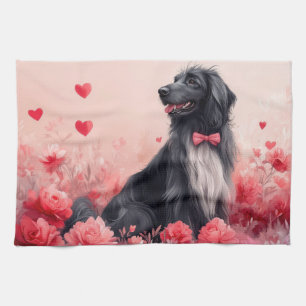 Afghanischer Windhund mit Rosen - Valentinstag  Geschirrtuch