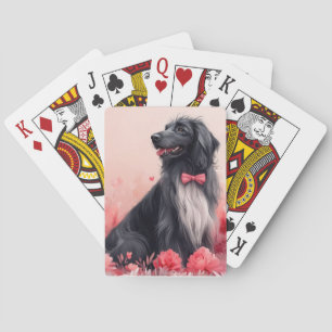 Afghanischer Windhund mit Rosen - Valentinstag  Spielkarten