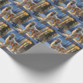 Afghanischer Windhund mit Weihnachtslichtern Feier Geschenkpapier (Ecke)