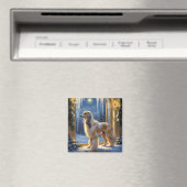 Afghanischer Windhund mit Weihnachtslichtern Feier Magnet (In Situ (Geschirrspüler))