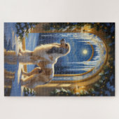 Afghanischer Windhund mit Weihnachtslichtern Feier Puzzle (Horizontal)