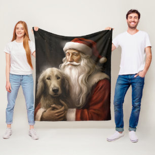 Afghanischer Windhund mit Weihnachtsmann Festliche Fleecedecke