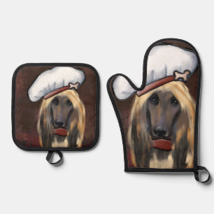 AFGHANISCHER WINDHUND OFENHANDSCHUH & Topflappen-Set
