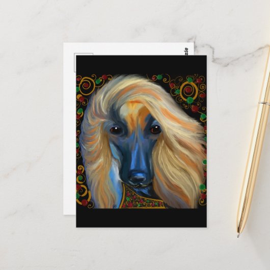 Afghanischer Windhund Postkarte (Vorderseite/Rückseite Beispiel)