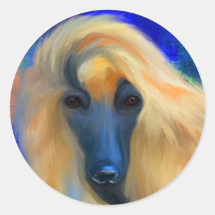Afghanischer Windhund Runder Aufkleber
