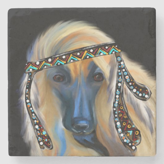 Afghanischer Windhund Steinuntersetzer (Vorderseite)