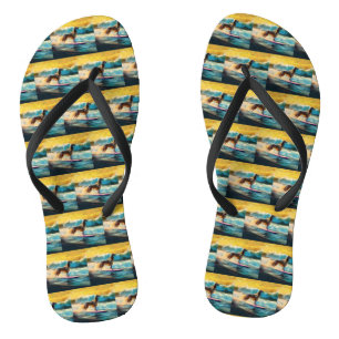 Afghanischer Windhund Strand Surfen Malerei Badesandalen