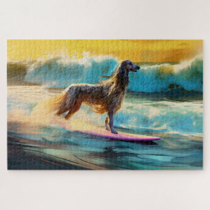 Afghanischer Windhund Strand Surfen Malerei Puzzle